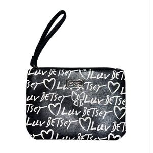 Betsey Johnson Black and White Script Clutch